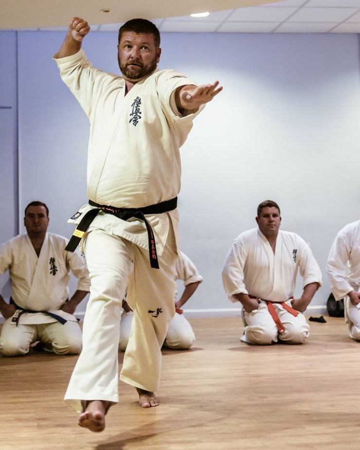 Kyokushin making a demonstrate to his students.